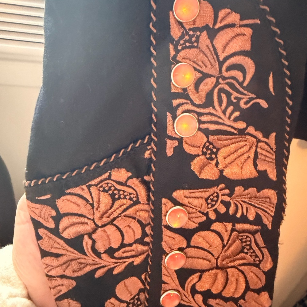 Scully Black Shirt with Brown Embroidery - Picture 5 of 7